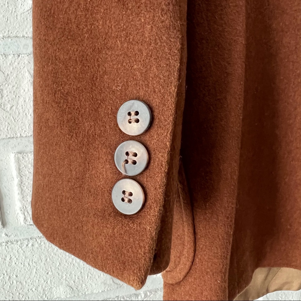Vintage wool silk oversize warm brown blazer jacket coat - Picture 9 of 13